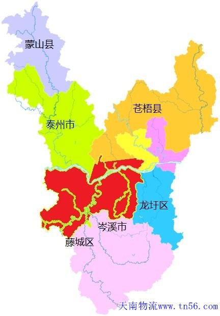 河源到梧州市物流地圖